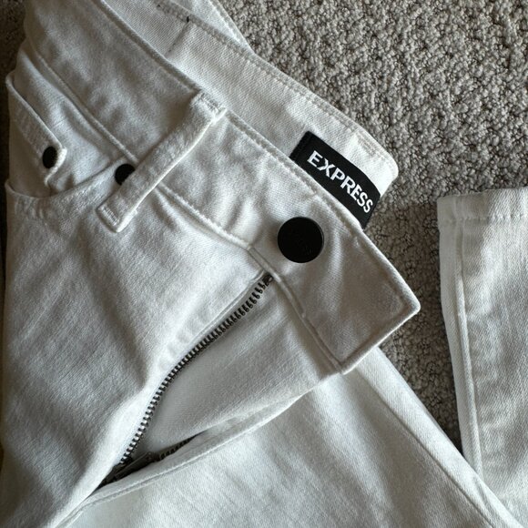 Express Mens White Ripped Skinny Jeans - Picture 6 of 9